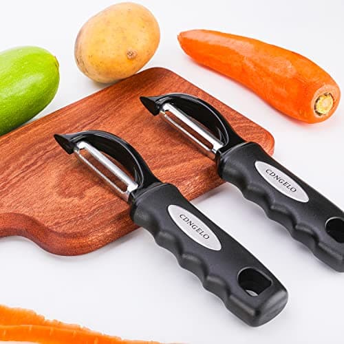 CDNGELO Professional Fruit and Vegetable Peeler Set of 2 for Potatoes, Apples, Kitchen Rotary Serrated Potato Peelers 5