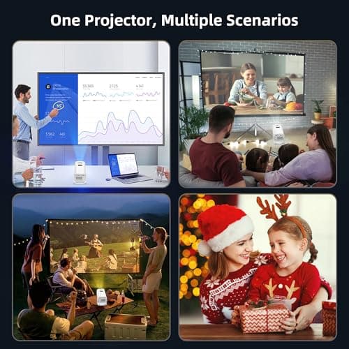 Mini Projector, Portable Projector 4K & Full HD 1080P Support, 270° Rotation Outdoor Projector, Movie Projector Compatible with Smartphone, TV Stick, Laptop, PS4, HDMI, USB (No WiFi or Bluetooth) 9