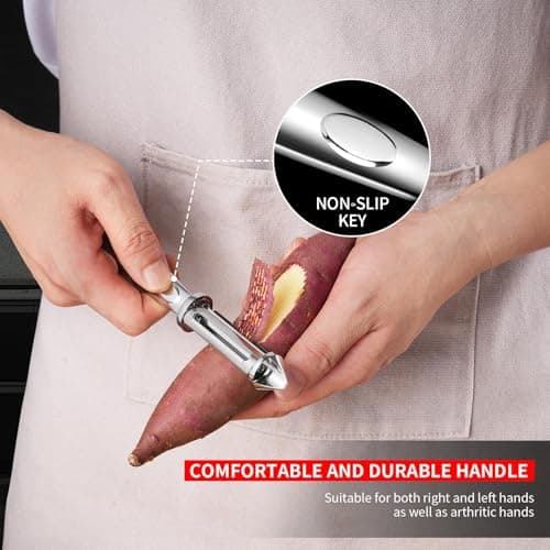 MAD SHARK Vegetable Peeler, Potato Peelers, I-Shaped Ultra Sharp Stainless Steel Blades Peelers, Orange Peeler for Kitchen, Veggie, Fruit, Garlic, Carrot, Apple Peeling 6