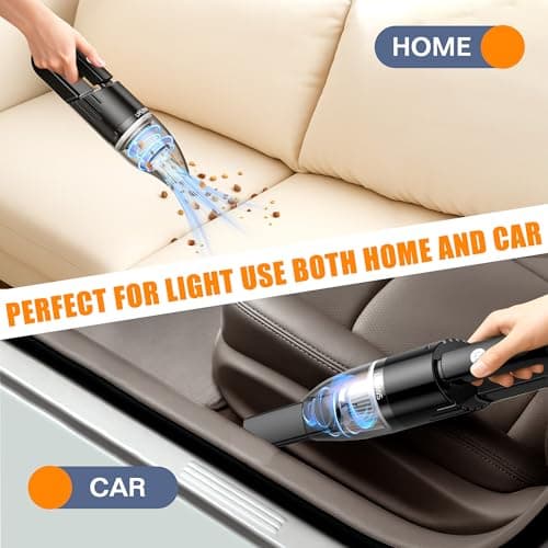 Handheld Car Vacuum Portable Cordless, Dust Buster Rechargeable High Power Suction, Mini Hand Held Vacuum Cleaner with Washable HEPA Filter, Multi-Nozzles, Lightweight Hand Vacuum for Car Home Office 8