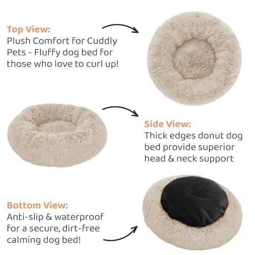 Donut Dog Bed - Premium Comfort for Anxiety Relief - Fluffy & Calming Design with Ultra-Plush Support | Cozy Round Dog Bed with Super Soft Circle Style (Beige, Small) 5