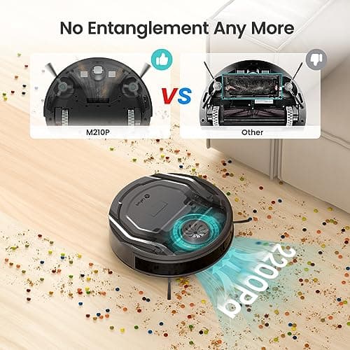 Lefant Robot Vacuum Cleaner M210 Pro,Slim,Quiet,2200Pa Suction,120 Min Self-Charging Robotic Vacuums, Freemove 3.0,WiFi/APP/Alexa,6 Cleaning Modes Ideal for Hard Floors Pet Hair Low Carpet,Black 6