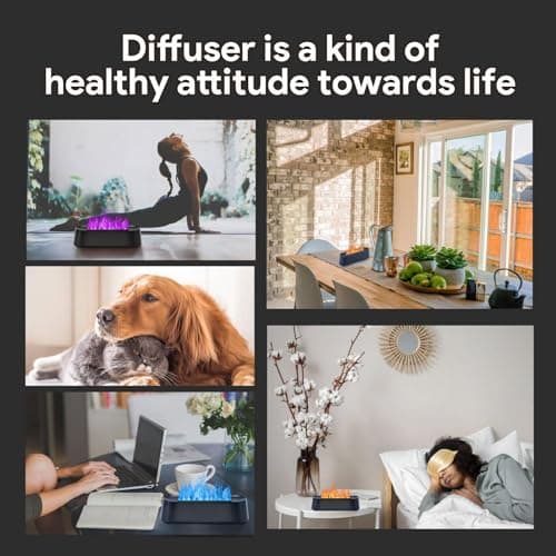 7Color Aroma Diffuser with Remote,Volcano Diffuser for Home Large Room，Flame Diffuser Humidifier 10.7"×3"×3.1" (Black-01) 6