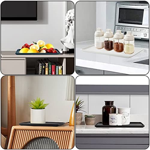 KITCHENLESTAR Bathroom Tray countertop 10" Set of 2, Ceramic Vanity Tray,Organizer Tray,Kitchen soap Tray (White) 5