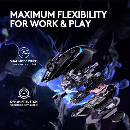 Logitech G502 X Plus Lightspeed Wireless RGB Gaming Mouse - Optical Mouse with LIGHTFORCE Hybrid switches, LIGHTSYNC RGB, Hero 25K Gaming Sensor, Compatible with PC - macOS/Windows - Black 7