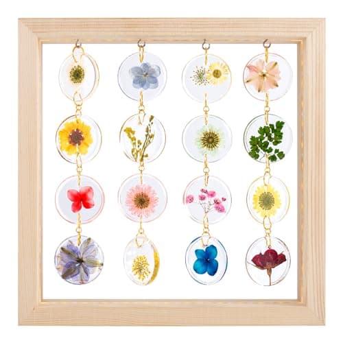 SMUK Handmade Dried Flower LED Desk Lamp, 3 Way Dimmable Cute Pressed Flower Bedside Lamp with Wooden Frame for Desk, Table, Bedroom, Living Room, Office, Aesthetic Cute Table Lamp 8