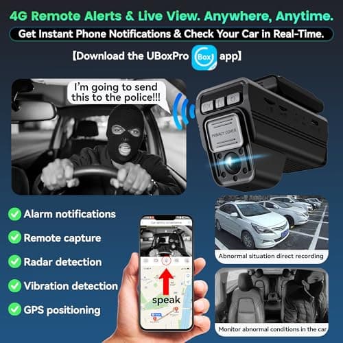 DeerAsk 4G LTE Car Security Camera with Remote Live View - Dual 1080P Front and Inside Dash Cam, Anti-Theft Cloud Storage, AI Motion Alert, Real-Time GPS Tracking, 2-Way Audio, No WiFi Needed 5