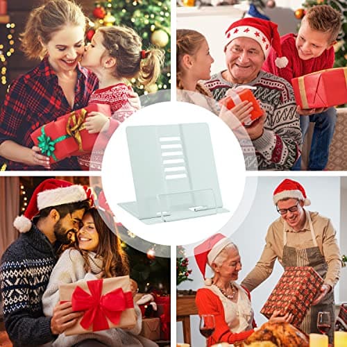 MSDADA Desk Book Stand Metal Reading Rest Book Holder Angle Adjustable Stand Document Holder Portable Sturdy Lightweight Bookstands-Textbooks Tablet Music Books Cook Recipe (Macaron Green) 9