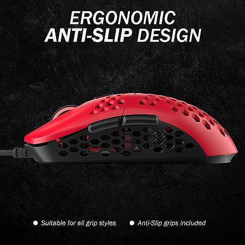 HK GAMING Mira M Ultra Lightweight Honeycomb Shell Wired RGB Gaming Mouse - Up to 12 000 cpi | 6 Buttons - 63g Only (Mira-M, Monza Red) 7