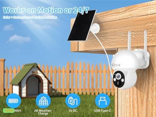 CKK Wireless Cameras for Home/Outdoor Security, Solar Security Cameras Wireless Outdoor 355°PTZ, 4MP 2.5K WiFi Camera with Spotlight, PIR Sensor, Siren, Color Night Vision, 2-Way Talk, SD/Cloud 7