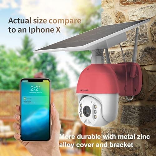 SOLIOM Solar Powered Security Camera Outdoor Wireless, 360 Pan Tilt WiFi Camera with Color Night Vision, PIR Human Detection, 2-Way Talk, Cloud Storage, No Monthly Fee, Compatible with Alexa 5