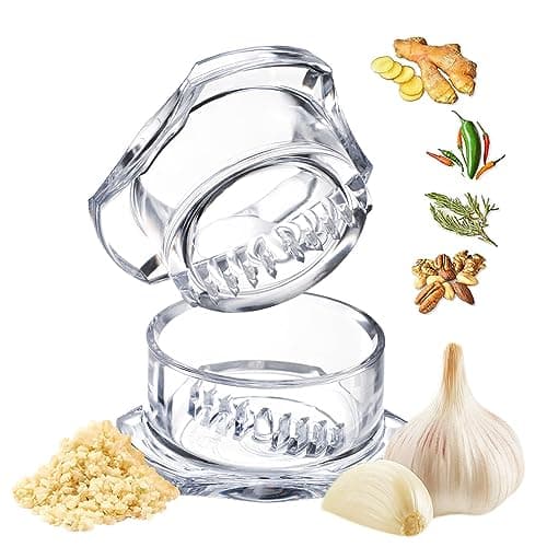 Nextrend Garlic Twister 4th Gen – Garlic Mincer & Garlic Press in One - for Ginger, Herbs, Nuts & more, BPA-Free, Dishwasher Safe, 3–5 Clove Capacity - Clear
