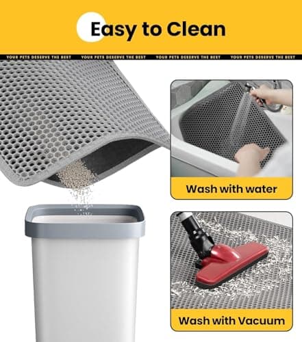 Cat Litter Mat-Litter Box Mat for Kitty, EVA Honeycomb Double Layer Design, Urine & Waterproof Scatter Control, Less Waste, Easier To Clean,Non Slip, Gray 5