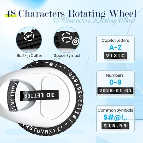 Vixic Embossing Label Maker, Vintage Embossed Label Makers, Old School Embosser Labeler with 9mm 3D Waterproof-Labels, Manual Retro Labelmaker Machine for Home DIY Craft Scrapbook Supplies Office Kids 8