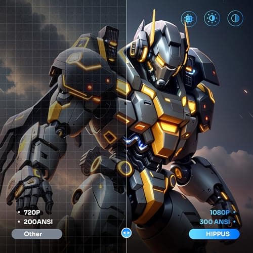 HIPPUS Smart Mini Projector with 180° Adjustable Stand, 1080P 4K Outdoor Portable Projector, WiFi 6 & Bluetooth 5.2, Android 11, 300ASIN LM, Support 2.4G/5G Dual-Band Wi-Fi. 5