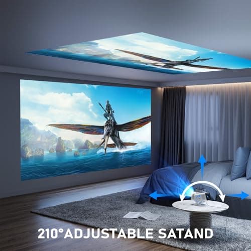 【Ivory Projector & Built-in Apps】 XuanPad Mini Projector with Wi-Fi and Bluetooth, Full HD 1080P Smart Portable Projector with 210° Stand, Auto Vertical Keystone, Compatible with HDMI/USB/TV Stick 6