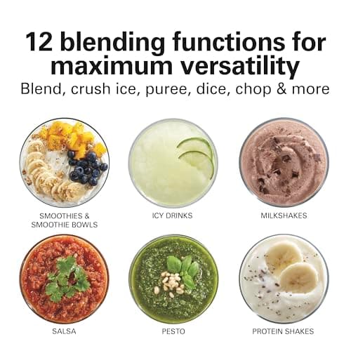 Hamilton Beach Power Elite Wave Action Blender For Smoothies, 40 Oz Glass Jar, 12 Functions Including Puree, Crush Ice, 700 Watts - Black (58148A) 6