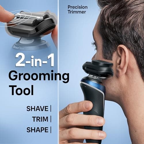 Braun Electric Shaver for Men, Series 6 6120s, Wet & Dry Shave, Turbo & Gentle Shaving Modes, with Precision Trimmer & Pouch, Blue 6
