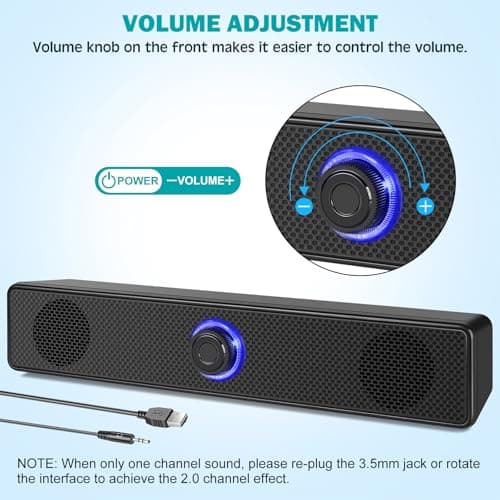 TAOTOSUNE Computer Speakers, USB Powered PC Speakers Wired Stereo Desktop Speakers with 3.5mm AUX Audio Plug (No Bluetooth) for Computer, Desktop, Laptop, PC [2026 Version] 6