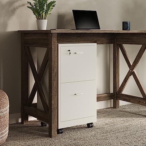 File Cabinet - 2-Drawer Cabinet with Lock and Deep Drawer Storage - Rolling Filing Cabinet for Under The Desk, Home, or Office by Lavish Home (White) 5