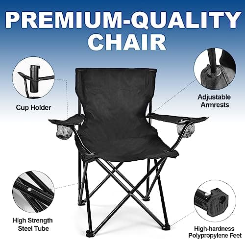 WEIDIORME 2 Pack Lightweight Camping Chairs for Adults & Teens, 250LBS Capacity Foldable Portable Chairs with Carry Bag, Compact Design for Camping, Beach, Picnics, and Outdoor Events 6