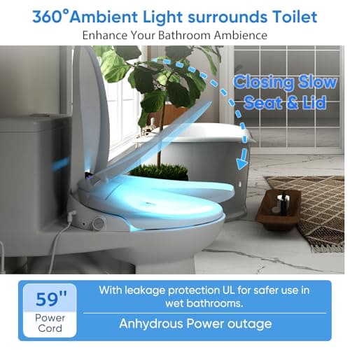 Upgrade Bidet Toilet Seat Elongated, Rear and Feminine Wash, Unlimited Warm Water, Heated Seat, Warm Air Drying, Soft Close Lid, Sense Seat (Elongated-Remote Control) 7