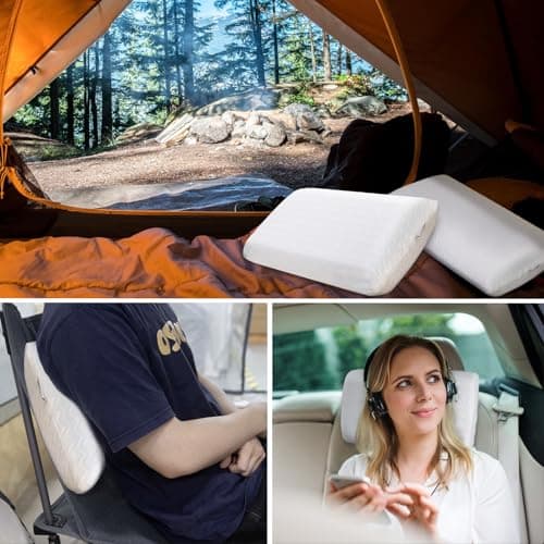 Vekkia Travel Pillow, Memory Foam Pillow Compressible Camping Pillow with Washable Cover,Ergonomic Supportive Pillow for Sleeping Ideal for Adults Kids Travel, Hiking, Airplane and Car-S 5