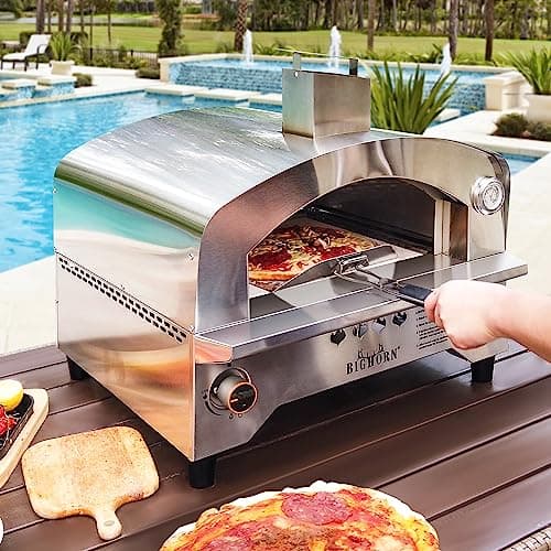 BIG HORN OUTDOORS Gas Pizza Oven, Portable Propane Pizza Oven with 13 inch Pizza Stone, Stainless Steel Pizza Maker for Outdoor Cooking 7