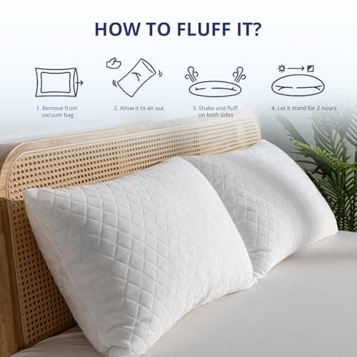 Shredded Memory Foam Pillows, Bed Pillows for Sleeping, Medium Firm Pillows Standard/Queen Size Pillow for Side Back Stomach Sleepers, Neck Support Pillow with Washable Removable Cover (1 Pack) 7