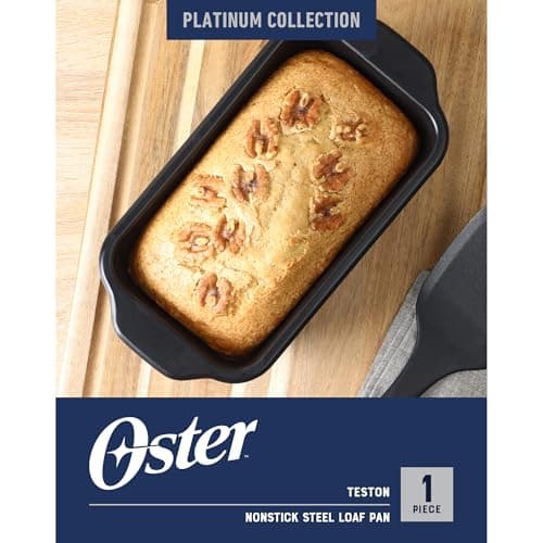 Oster Teston 9 x 5 Inch Loaf Pan, Nonstick Carbon Steel Bread Baking Pan, Matte Black, PFAS-Free, Oven-Safe, Easy Release Bakeware 2