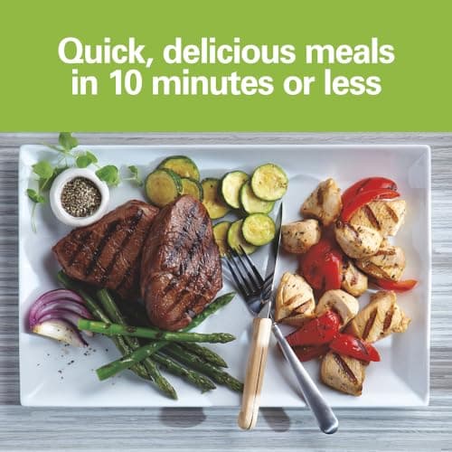 Hamilton Beach Electric Indoor Grill, 6-Serving, Large 90 sq. in. Nonstick Easy Clean Plates, Floating Hinge for Thicker Foods, 1200 Watts, 6.38"D x 12.68"W x 13.78"H , Silver (25371) 5