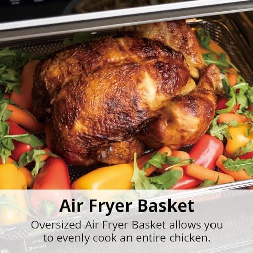 Aria 30 Qt Air Fryer Oven, Stainless Steel Air Fryer with Basket, Grill Racks, Crumb & Drip Tray, Easy Clean Large Countertop Convection Oven, XL Touchscreen Display & Cooking Presets, Black 6