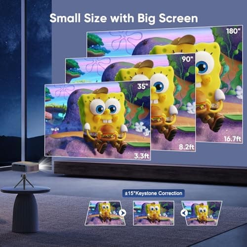 PANSEBA Mini Projector, 2025 Upgraded 1080P HD Projector, Portable Projector with Bluetooth, Movie Projector Compatible with Smartphone/Laptop/TV Stick/HDMI/USB 5