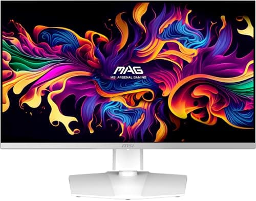msi MAG 272QPW QD-OLED X28 27-inch 2560 x 1440 (QHD) Gaming Monitor, 280Hz, Adaptive-Sync, HDR Ready, HDMI, VGA Port, VESA Mountable, Tilt, 4-Side Slim Bezel, 0.03ms, White