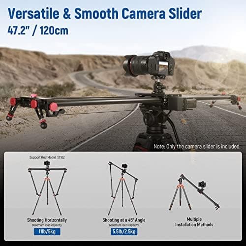 NEEWER 47.2”/120cm Motorized Camera Slider, App Wireless Control Carbon Fiber Dolly Rail Slider, Support Video Mode, Time Lapse Photography, Horizontal, Tracking and 120° Panoramic Shooting (ER1-120) 7