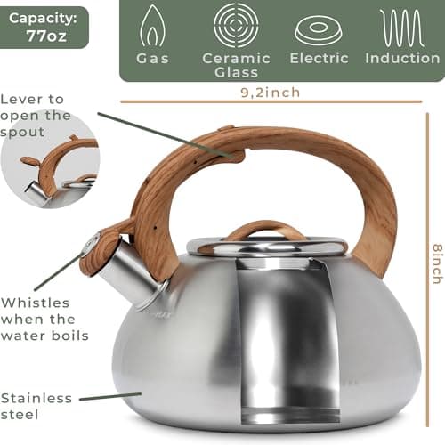 WALDWERK Tea Kettle Stovetop (2.4 Quart) - Teapot for Stovetop - also for Induction and Gas Stoves - Stainless Steel Tea Kettle - Whistling Tea Kettle for Stove Top 6