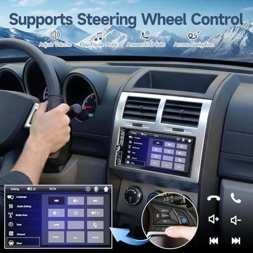 Leadfan 7inch Car Stereo Double Din Radio Touchscreen with Backup Camera Multimedia Car Audio Support Mirror Link, Bluetooth Caller ID, FM/MP3/MP4/USB/Subwoofer,Aux Input Car Audio Receivers 6