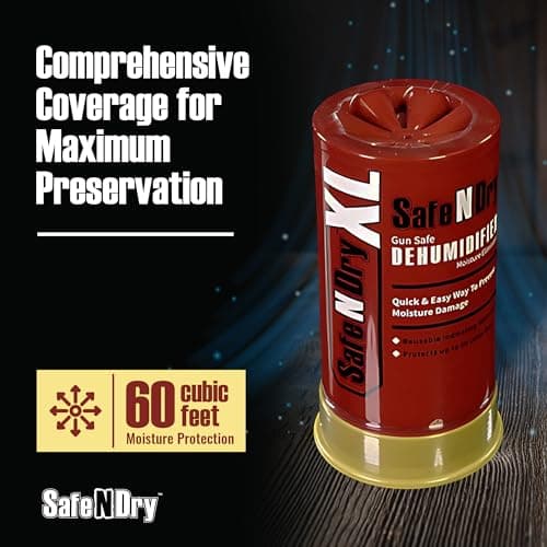 SafeNDry XL Gun Safe Dehumidifier - Portable Moisture Absorber, Prevents Corrosion, 450g Reusable Indicating Silica Gel Desiccant Canister for 60 Cubic Feet 5