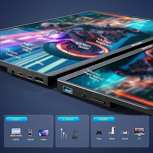 NexiGo 2.5K 144Hz 16'' Portable Gaming Monitor, 500Nits, FreeSync, G-SYNC Compatible, 10Bit, HDR, Dual Speakers, HDMI USB-C, PC/PS5/Switch, Built-in Kickstand with Cover, for Home/Office/Esports 8