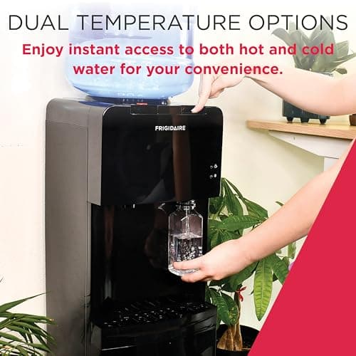 Frigidaire EFWC498 - Top Loading Cooler Dispenser -Hot & Cold Water - Child Safety Lock - Innovative Slim & Sleek Design, Holds 3 or 5 Gallon Bottles - Black 6
