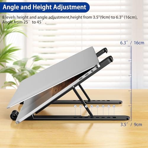 BESIGN LS01 Pro Ergonomic Laptop Stand, Plastic Laptop Riser, Portable and Adjustable Notebook Computer Holder Compatible with 10-14" Laptops (Black) 6