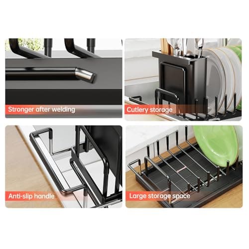 TOOCA BEAR Expandable Small Dish Drying Rack, Stainless Steels Over Sink Dish Drainer with Silicone Drying Tray Dish Racks for Kitchen Counter 7