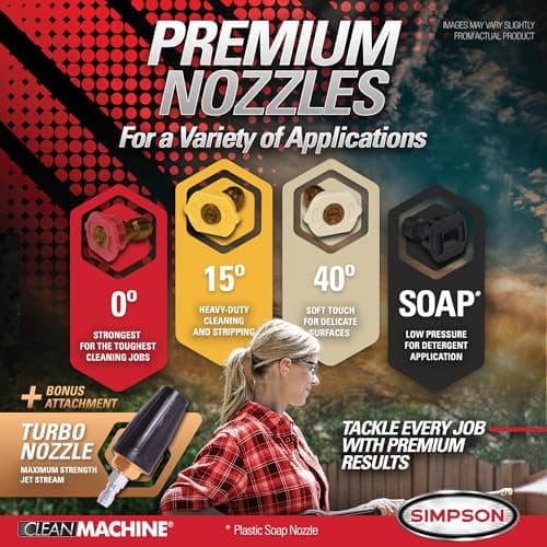 Simpson Cleaning 3200 PSI Gas Pressure Washer, 2.5 GPM Power Washer with Soap Tank and Turbo Nozzle, 25-Foot HyFlex Hose, Clean Machine, 49-State (CM61456) 6