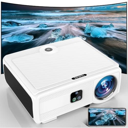 DIPIKPRJ [Auto Focus & Keystone] Android TV 4K Projector with Netfix/Prime Video Bulit-in,1300Ansi LumesMovie Outdoor 4K+ Wifi 6 and Bluetooth,50% Zoom 500''Dispaly,8000+ Apps,Dust-Proof,White-1