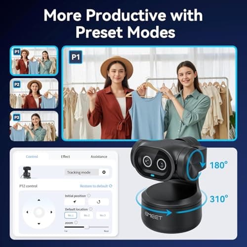 EMEET PIXY Dual-Camera AI-Powered PTZ Camera 4K with Tripod, AI Tracking, PDAF&AI Autofocus 0.2s, 1/2.55'' Sony Sensor, 3 Mics, Presets, 4K Webcam for Streaming, OBS/Twitch/Switch 2 Compatible 5