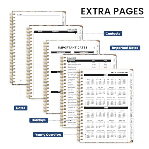 ZOTIA Planner July 2025 - June 2026, Monthly and Weekly Calendar, Academic Hardcover Student Teacher Planning Agenda Book with Tabs, Perfect for Office School Supplies, A5 (6.4" x 8.5"), Petals 5