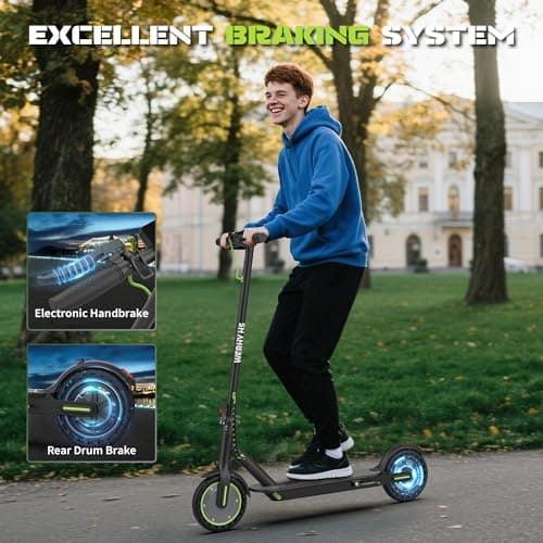 Electric Scooter with 8.5" Solid Tire, 350W Powerful Motor & 19MPH Top Speed, 16 Miles Long Range, Folding E Scooter with Dual Braking for Teens and Adults 8