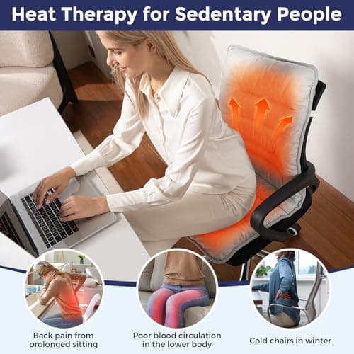 Heated Seat Cushion for Office Chair, Heated Seat Pad for Pain Relief Promote Blood Circulation with 3 Heat Levels & 90mins Auto-off, Chair Warmer for Back, Waist, Hips, Thighs Home Office Use, Grey 5