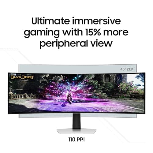 Samsung 49" Odyssey G93SC Series Curved Gaming Monitor, QD-OLED, 240Hz, 0.03ms, DQHD, G-Sync Compatible, FreeSync Premium Pro, Adjustable Stand 6