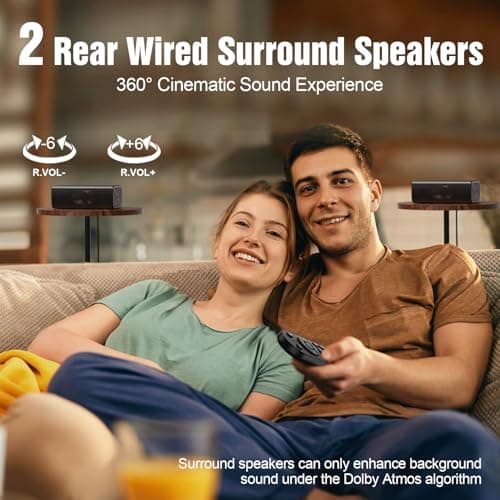 Hiwill Enhanced 5.1.2ch Dolby Atmos Soundbar, Home Theater Surround Sound System for TV, Sound Bar for Smart TV with 6.5" Subwoofer, 2 rear and 2 up-firing drivers, 2 side-firing tweeters, Nimbus A512 8